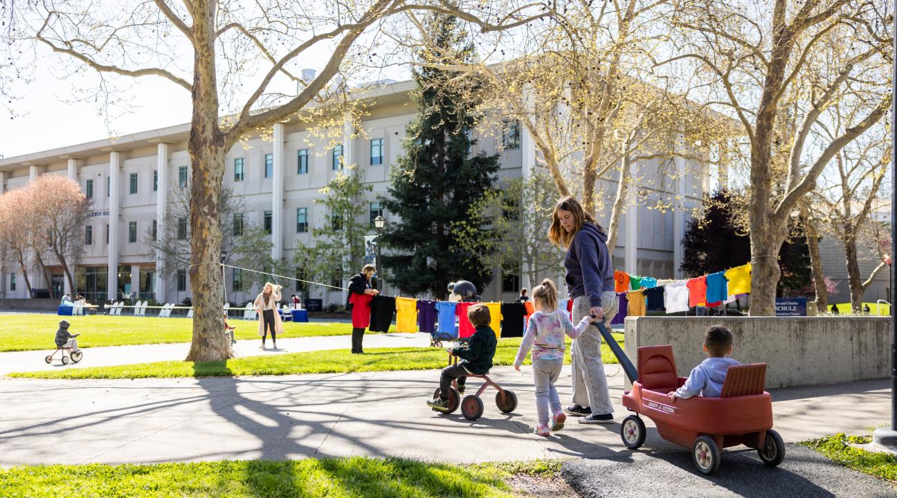 Children playing on Campus