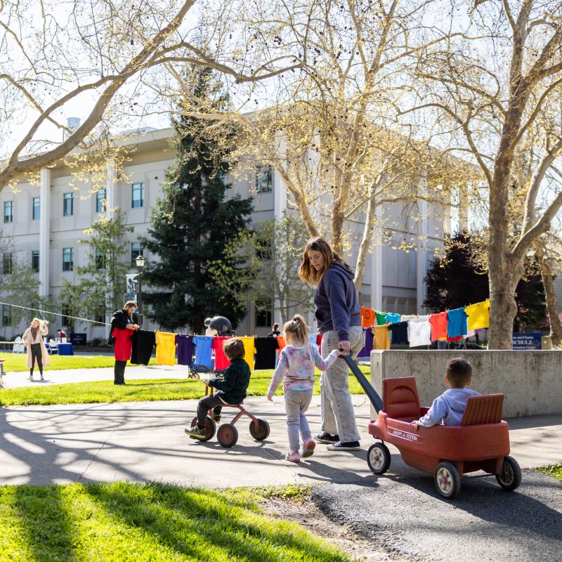 Children playing on Campus