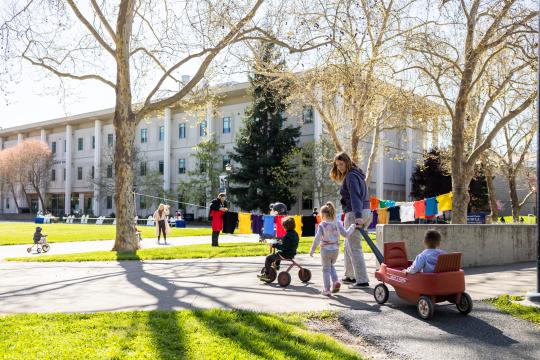 Children playing on Campus